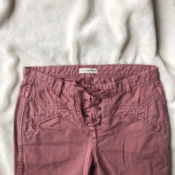 Ulla Johnson Patria Lace Up Trousers in Rose - Picture 3 of 5